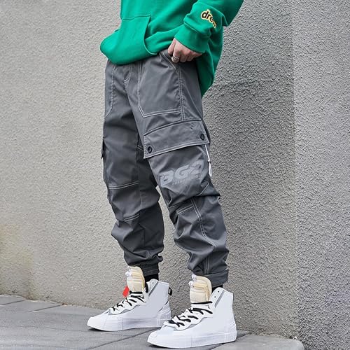 Cargo Pants for Men Baggy Trendy Men's Pants Hip-Hop Streetwear Elastic Waist Tech Pants Versatile Mens Cargo Pants3