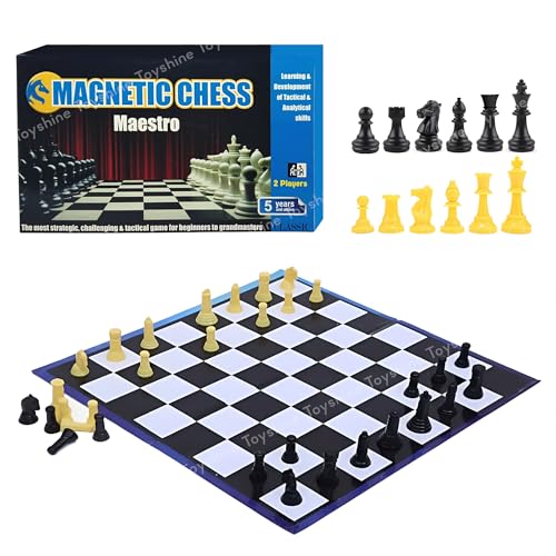 Image of Toyshine 36cm Magnetic Chess Set with Folding Board and Pieces | Strategic, Challenging & Tactical Game for Beginner Kids 5 +