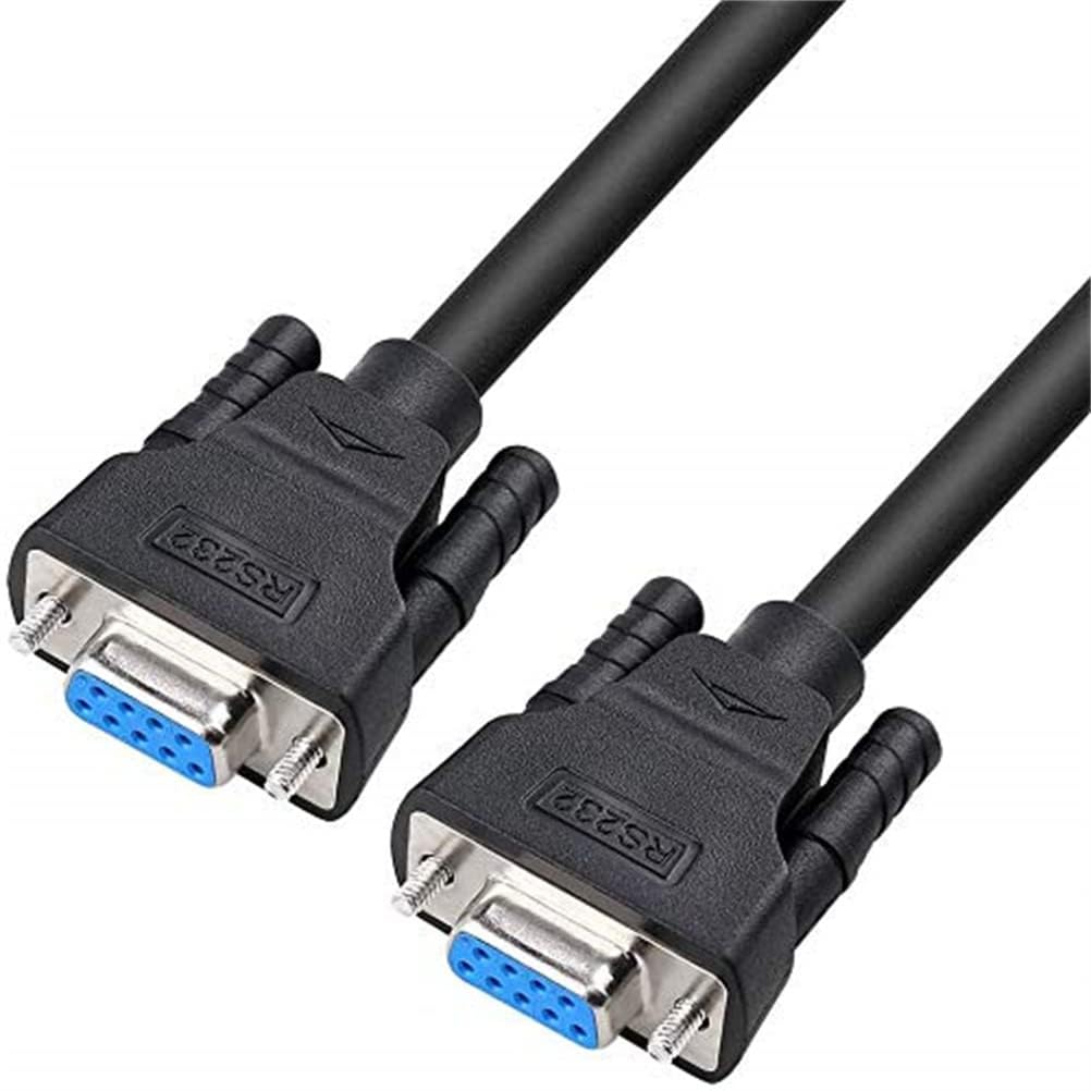 DTECH Straight Through Serial DB9 Cable Female to Female 9 Pin COM Port Cord for Data Communication - Black (1.5M)