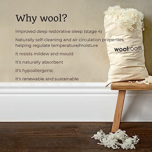 WOOLROOM Classic 100% British Wool Scatter Cushion Pad 28x28 cm, 130gsm Natural Fibre Filling, Traceable, Hypoallergenic - Image 3