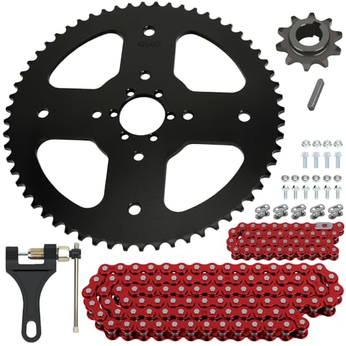 CILOYU 60T Sprocket 420 Chain with 90 Links Rear Chain Replacement for Mini Bike Coleman BT200X CT200U-EX CT200U CT100U CC100X Baja MB200 Doodlebug DB30 Predator 212 196cc Parts 42 Links (40mm Bore)