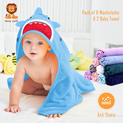 Sunny Zzzzz SZ-BATH-SHARK-PENGUIN Baby Hooded Bath Towel, Shark And Penguin thumb #1