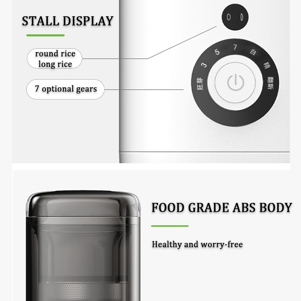 Fresatrice elettrica per riso, separatore automatico di crusca di riso da 480 ml con precisione di fresatura a 7 marce e timer intelligente, 300 W portatile per sbucciare il grano per la casa