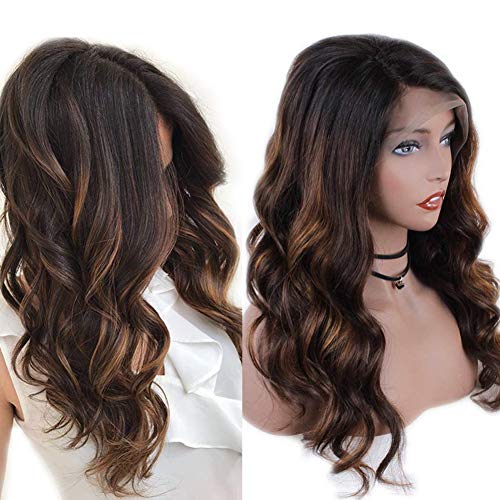 Zana Long Ombre Brazilian Human Hair Lace Front Wigs For Black Women Highlight Color Body Wave Remy Hair Lace Wigs With Baby Hair Bleached Knots 16inch