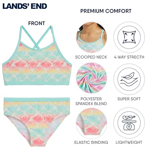 Image of Lands' End Girls' Swim UPF 50+ Adjustable Strap Bikini Set