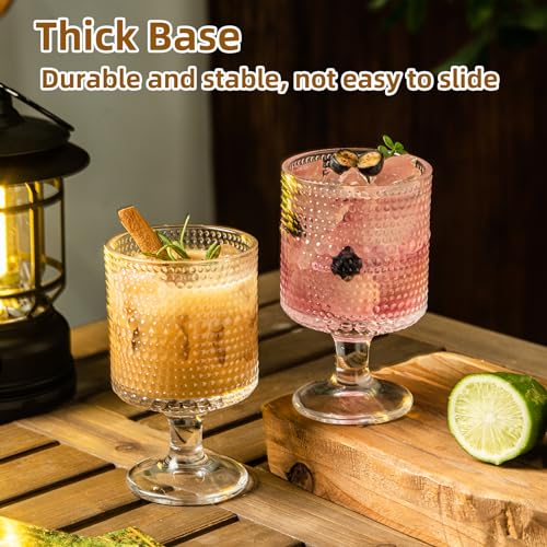 Kemorela GOBLETS Glassware, 8Oz Hobnail Goblets Set, Elegant Water Goblets, Beverage Stemmed Glass Cups, Romantic Mixed Drink Glasses thumb #2