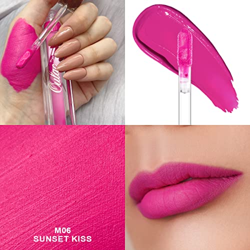 Oulac Matte Liquid Pink Lipstick For Women, Long Lasting Lipstick Waterproof Lip Stain, No Transfer, Creamy High Pigmented Formula With Rose Oil, Vegan & Cruelty-Free,Pink M06 #TOP3