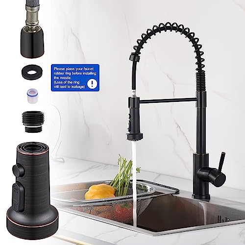 【𝗨𝗽𝗱𝗮𝘁𝗲𝗱】Pull Down Kitchen Faucet Sprayer Head Replacement Part 11 Adapters, 3 Function Pull Out Sink Sprayer Replacement Nozzle, Kitchen Faucet Head Hose Spray Tap Spout, Oil Rubbed Bronze #TOP2