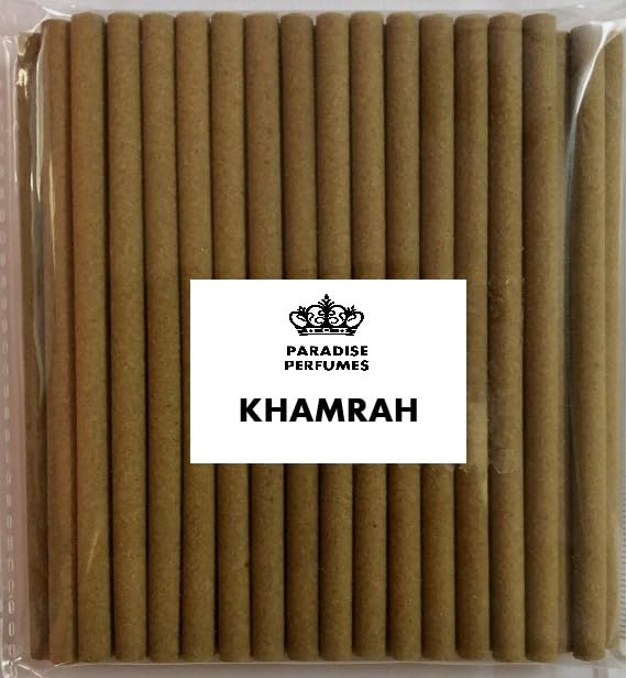 Khamrah Natural Arabian Incense Dhoop Sticks, Charcoal-Free, Turkish Rose, Moroccan Saffron, Cambodian Agar Oud Oil, Amber, Black Musk & Sandalwood Scent