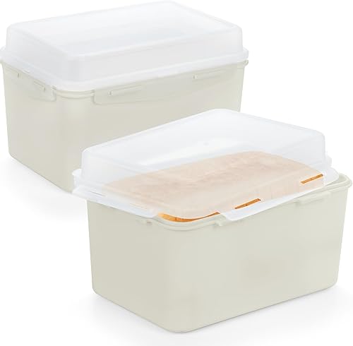 Paquete de 2 cajas de pan con tapa hermética, contenedor de almacenamiento de alimentos para despensa, 12.5 tazas de plástico rectangular sin BPA