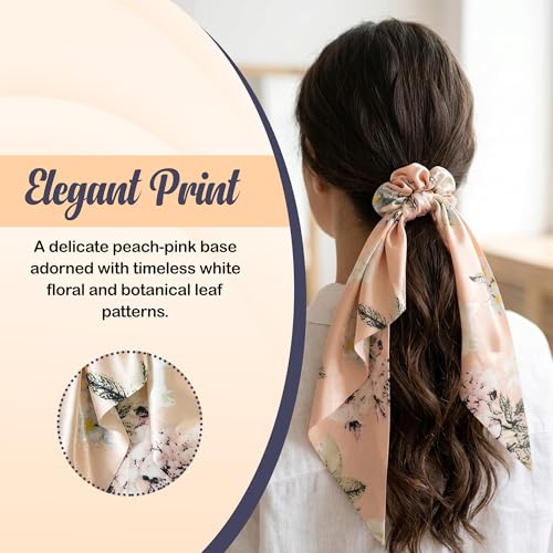 Image of GLUN Satin Bow Scrunchies Set of 3 (1 Pcs Each Design), Silk Hair Scrunchies with Long Ribbon Bows for Women & Girls, Soft Elastic Ponytail Holders, Floral Hair Ties for Daily Wear, Parties & Gifts