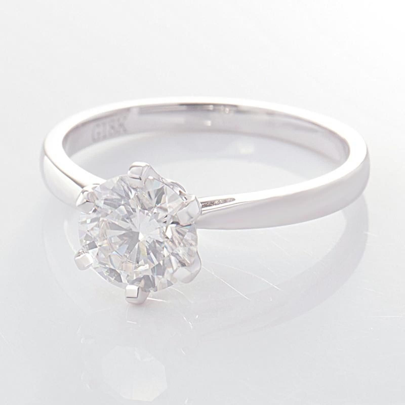 Wycian Spersonalizowany pierścionek 9K pierścionek z litego złota 9K Moissanite 6 ząbków samotny okrągły z 1Ct Moissanite rozmiar H 1/2 moda dla kobiet biżuteria walentynkowa