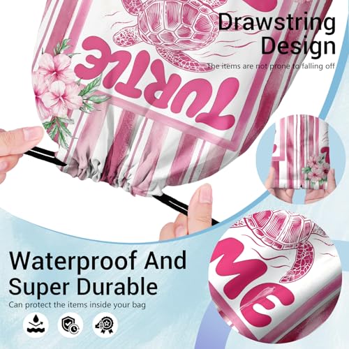 Image of Sea Turtle Pink Grip Bag Coastal Small Storage Pouch Bag for Gym Travel