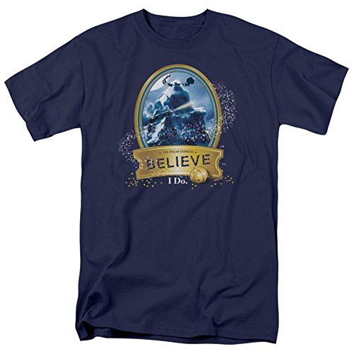 Trevco Men's Polar Express Short Sleeve T-Shirt, Believer Navy, X-Large