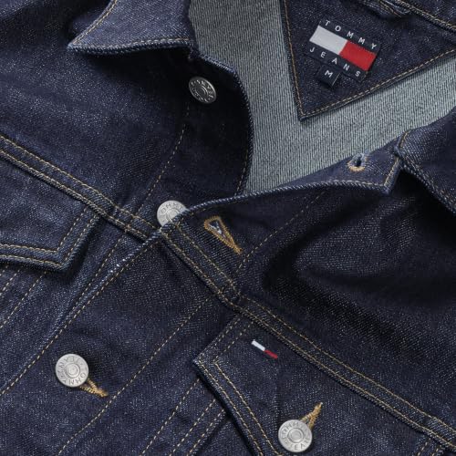 Image of Tommy Jeans Men's Lightweight Denim Trucker Jacket With Embroidered Logo