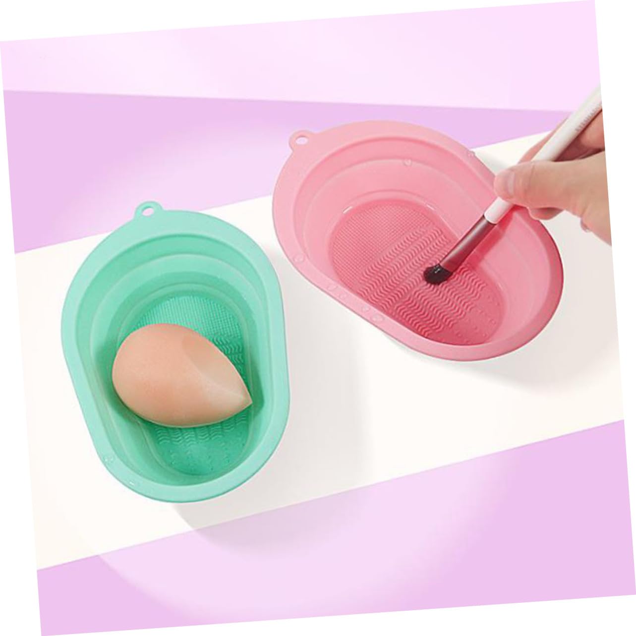 Beavorty 3 Set Di Cuscinetti Per La Pulizia Dei Pennelli Da Trucco in Silicone Dettagli Per Pennelli Da Trucco Facili Da Pulire Design Elegante 2 Pezzi * 3