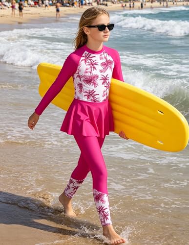 Image of GRACE KARIN Girls Long Sleeve Swimsuit Mermaid Bathing Suit Rash Guard Swimwear 4 Piece Size 5-12