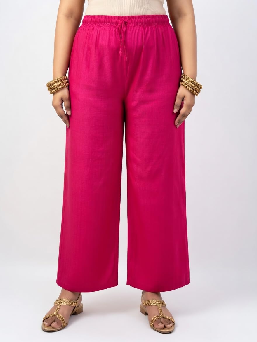 Women's Plus Size Wide Leg Palazzo Pants, High Waisted, Relaxed Fit Trousers with Elasticated Waistband-picture-25