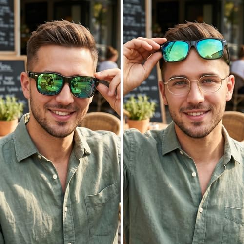 Image of TJUTR Polarized Fit Over Glasses Sunglasses for Men Women, Wrap Around UV400 Protection Sunglasses TS2611