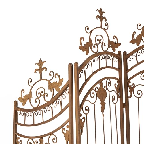 Deco 79 Metal Partition Room Divider Screen Hinged Foldable Arched Partition 5 Panel Privacy Screen with Relief Acanthus Design, Room Partition 80" x 1" x 80", Bronze by Deco 79 - Image 5