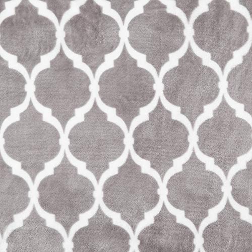 Madison Park Ogee Lightweight Throw Blanket Premium Microlight Design Spread, Oversize, Ultra Soft, Cozy Living Room Couch, Sofa, Bed, 60"X70" Grey Plush Throw #TOP5