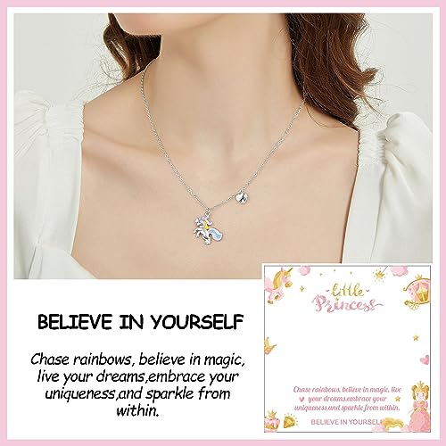 Unicorns Gifts for Girls Necklaces, White Gold Plated Unicorn Necklace for Girls Letter Pendant Unicorn Necklace Initial Necklaces for Girls Kids Jewelry Unicorn Gifts for Girls2