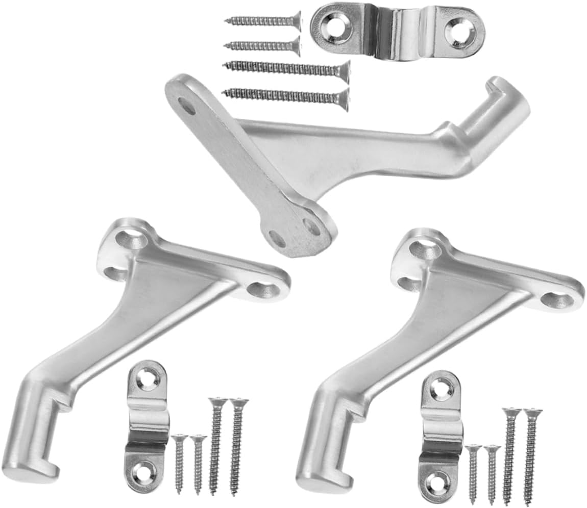 3sets Handrail Bracket Set of Stair Handrail Mounts for Use Easy Installation Screw Washers for Upgrading Staircases