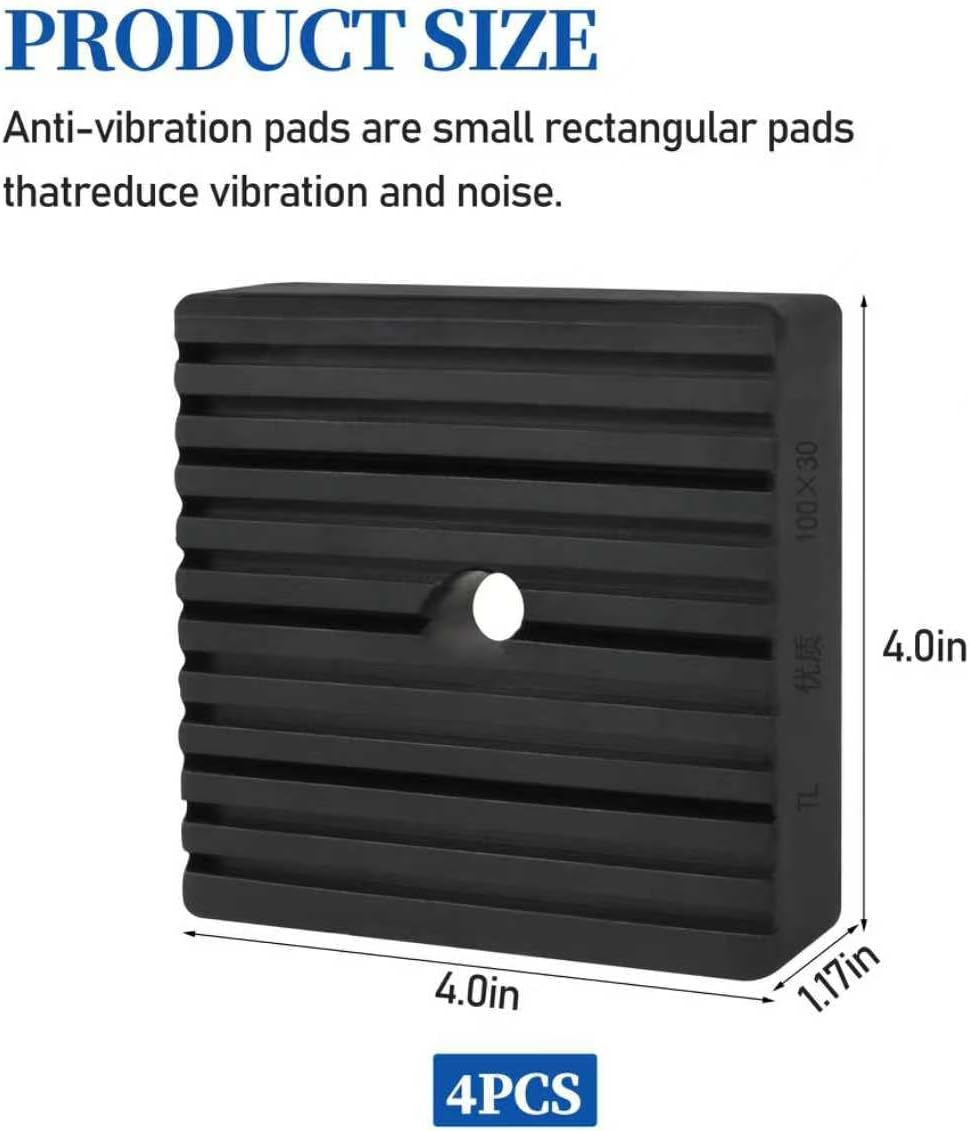 4 Pack Solid Rubber Shock Pad 4" x 4" x 1.17" - Heavy-Duty Vibration Dampening Pads for Air Compressors & Industrial Equipment | Anti-Slip Noise Reduction Rubber Mat