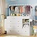 CASANOOKK Modern Changing Table Dresser,Baby Dressing Table with 4 Drawers and Storage Shelves,Multi-Functional Baby Changing Table with Drying Rack for Nursery, White