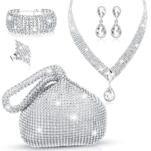 Bolsos de mano plateados con forro de tela suave para proteger joyas de fiesta