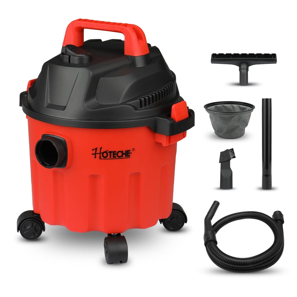 Hoteche Aspirador en seco y húmedo de 800 W, 10 L de capacidad, motor de alambre de cobre, recipiente de plástico, ideal para la familia y el taller