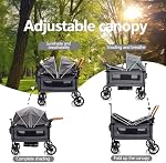 Luxury Wagon Stroller for 2 Kids & Cargo-Lightweight Foldable Travel Push Pull All-Terrain Double Wagon for 2 Toddlers with 5-Point Harness,Adjustable Handle,Canopy,Tray Table,Cup Holder