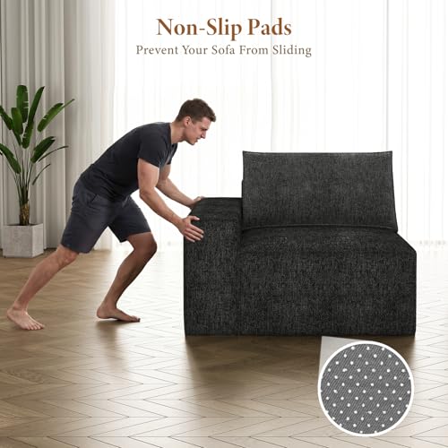 Image of Vesgantti 145.6 inch Modular Boneless Couch, Modern U Shaped 6 Seater Sectional Sofa with 2 Ottoman & Deep Seat, Convertible Chenille Cloud Couches for Living Room, No Assembly Required, Black