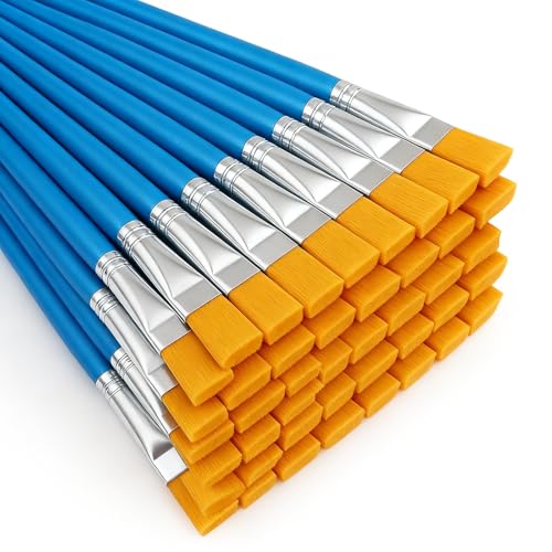 40 Piece Flat Paint Brushes 1 Inch Craft Paint Brushes Large Acrylic Paint Brush for Watercolor Oil Painting Acrylic Big Paint Brush for Oil Paint and Body Painting Crafts Rock Painting