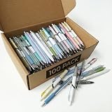 sifanglquan 100 Pack Bulk Retractable Black Gel Ink Pens - Assorted Styles & Colors Mixed Wholesale Lot - Smooth Writing Click Pens for Office, School, and Home Supplies
