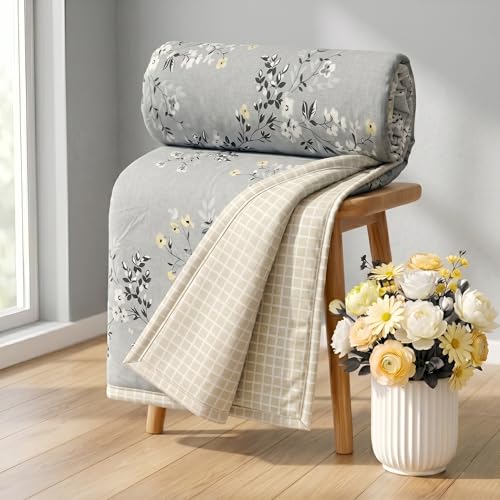 Image of BSB HOME 280 GSM Reversible Dohar for Double Bed, Ultra Soft Microfiber AC Blanket, Lightweight All Season Blanket, Breathable, Skin Friendly, 85 x 88 Inches (216 x 224 cm) - Dove Grey