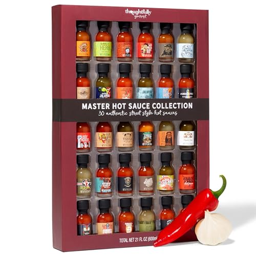 Image of Thoughtfully Gourmet, Master Hot Sauce Collection Sampler Set, Flavors Include Garlic Herb, and More, Hot Sauce Gift, Set of 30