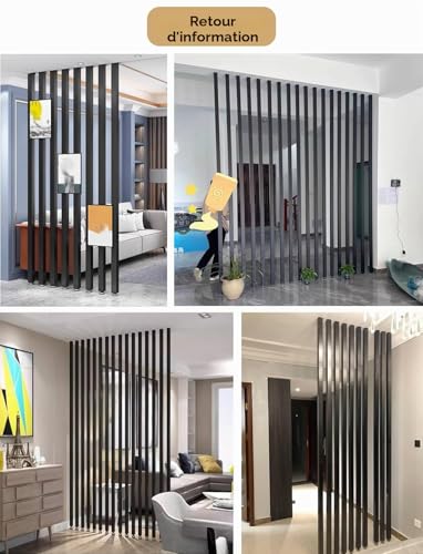 ZYFBD Séparateur de pièce en lattes de bois du sol au plafond - Cloison murale DIY pour salon, salle à manger, bureau, salle de séjour - Installation sans perçage – vue 2