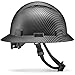 Full Brim Hard Hat, Adjustable Ratchet 6 Pt Suspension, Durable Protection Safety Helmet, Graphite Pattern Design, Black Matte, by AcerPal