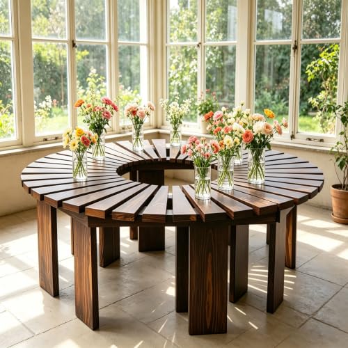 Taburete de ocio de listones de madera maciza para proteger el jardín 2