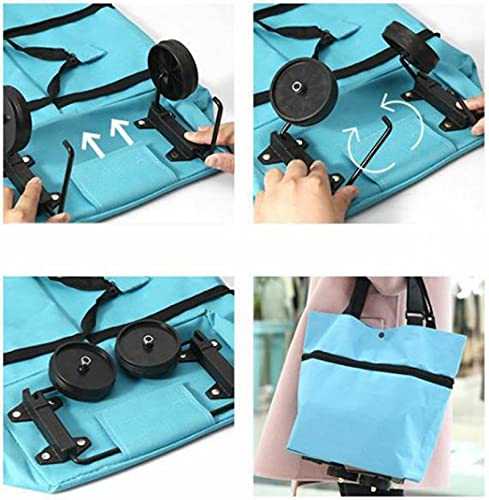 TTSLVS Einkaufstrolley Faltbare Trolley Taschen Faltbare Einkaufstasche mit Rädern Einkaufswagen Wiederverwendbare 2–1… – Bild 7