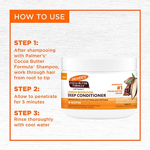 Palmer's Cocoa Butter & Biotin Length Retention Deep Conditioner, Strengthen, Nourish And Restore Elasticity And Shine, Suitable For All Curly Hair Patterns 12 Ounce #TOP4