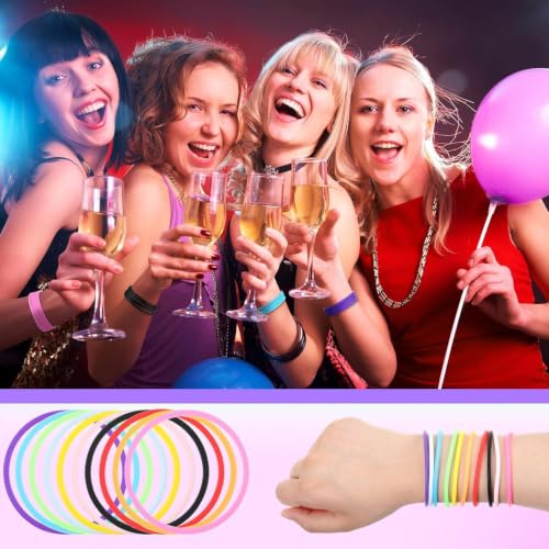 Image of Hotop 100 Pcs Multicolor 80s Silicone Jelly Rubber Bracelets Hair Tie Women