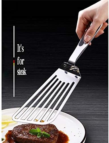 Miniatura 6 de KSENDALO Espátula metálica de acero inoxidable para pescado, huevos, panqueques, flexible, delgado pero resistente, utensilio de cocina con acabado