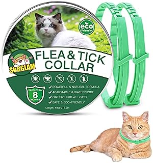 Cat Flea and Tick Collar, 8 Months Effective Protection Multi-coloured Waterproof Adjustable Cat Flea Collar Natural Safe Flea Tick Treatment for Kittens Cats Puppies