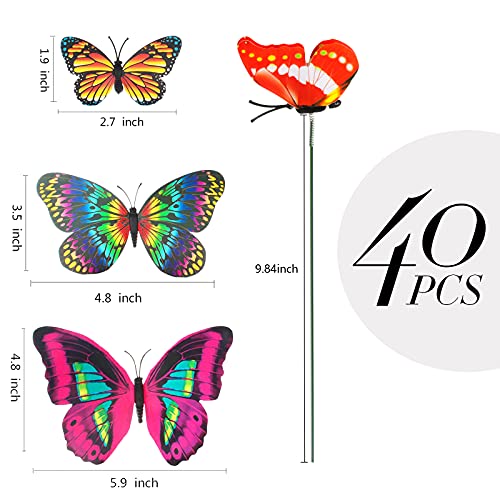Teenitor 40 Pcs Butterfly Stakes, 5 Different Size Waterproof Butterflies Stakes Garden Ornaments & Patio Decor Butterfly Party Supplies Yard Stakes Decorative For Outdoor Christmas Decorations #TOP1