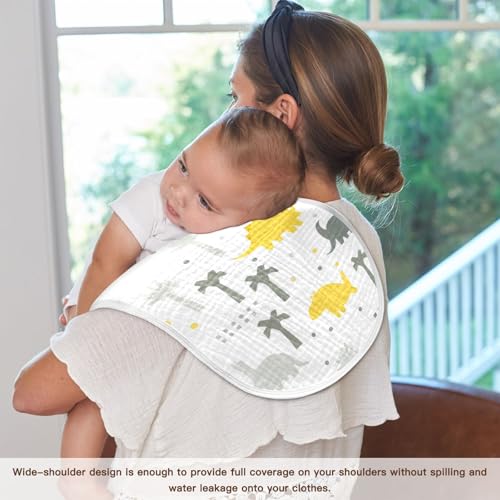 4 Pack Baby Burp Cloths, Soft Absorbent Burping Cloths for Babies, Cotton Milk Spit Up Rags, Large Size for Newborns, Baby Boys and Girls (Playful Dinosaur) 7