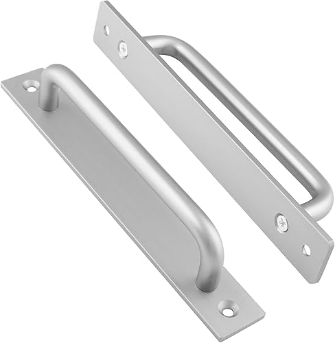 Miniatura 9 de Paquete de 2 manijas de puerta corrediza de granero con placa, manija de puerta de puerta de 7 pulgadas, manija de puerta de aleación de aluminio