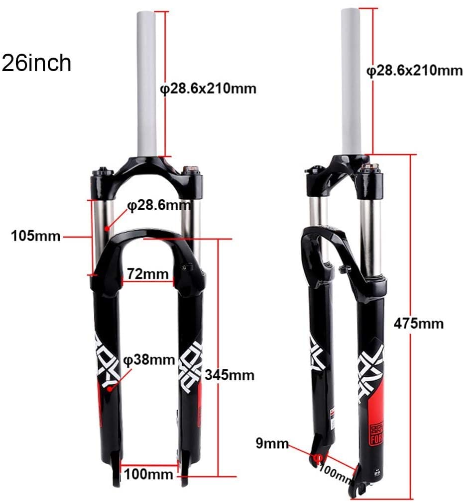 26/27.5 / 29Er VTT Tout en Alliage D'aluminium Mécanique Ressort De Suspension De La Suspension De La Fourche D'amortissement pour Accessoires De Vélo A,26inch