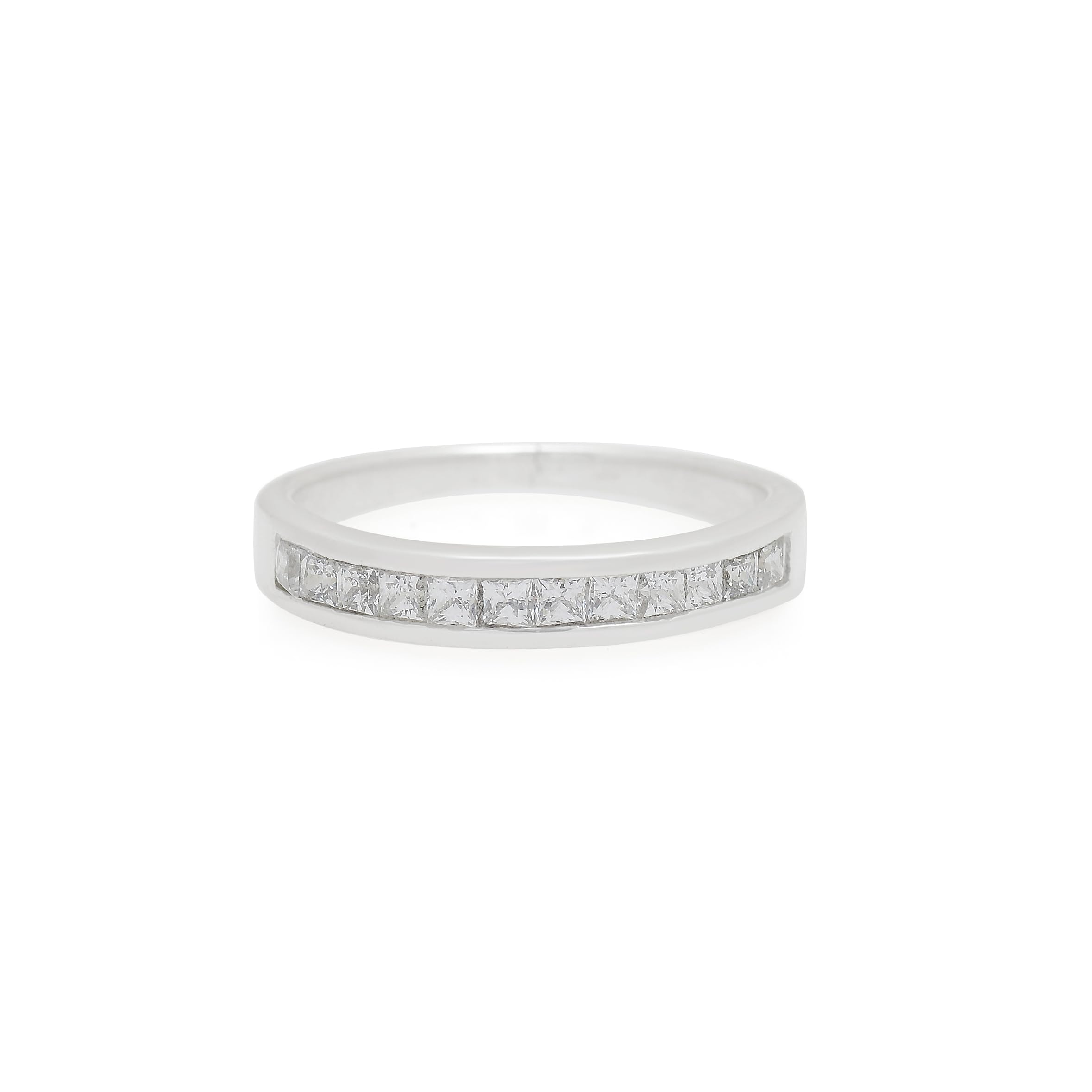 925 Sterling Silver Princess Cut Channel Set Wedding Band Ring for Women, Minimalist Stackable Eternity Ring, Dainty Everyday Jewelry